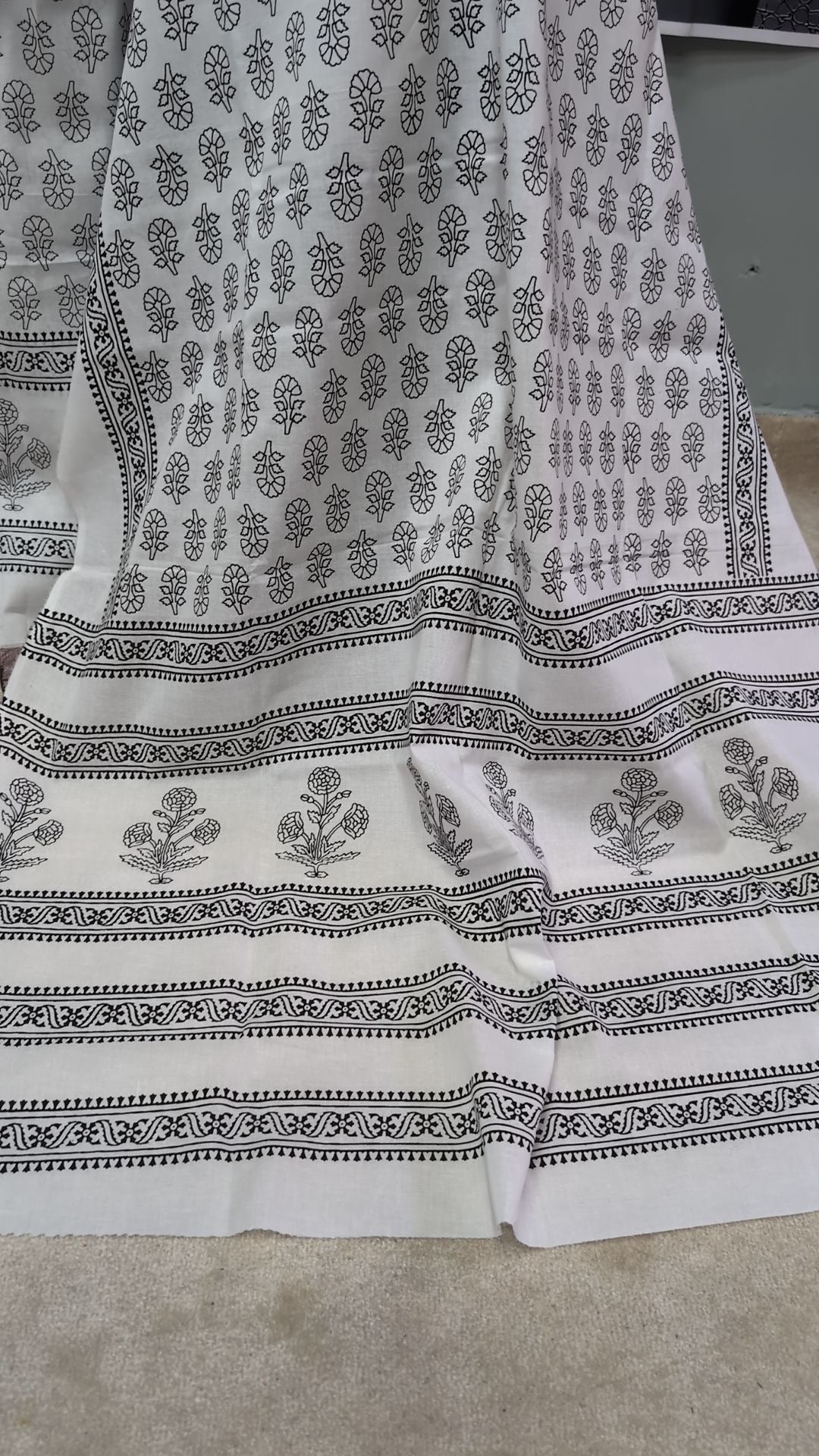Hand Block Print Lawn 3 Piece Suit Ajrak Style Pure Lawn | White