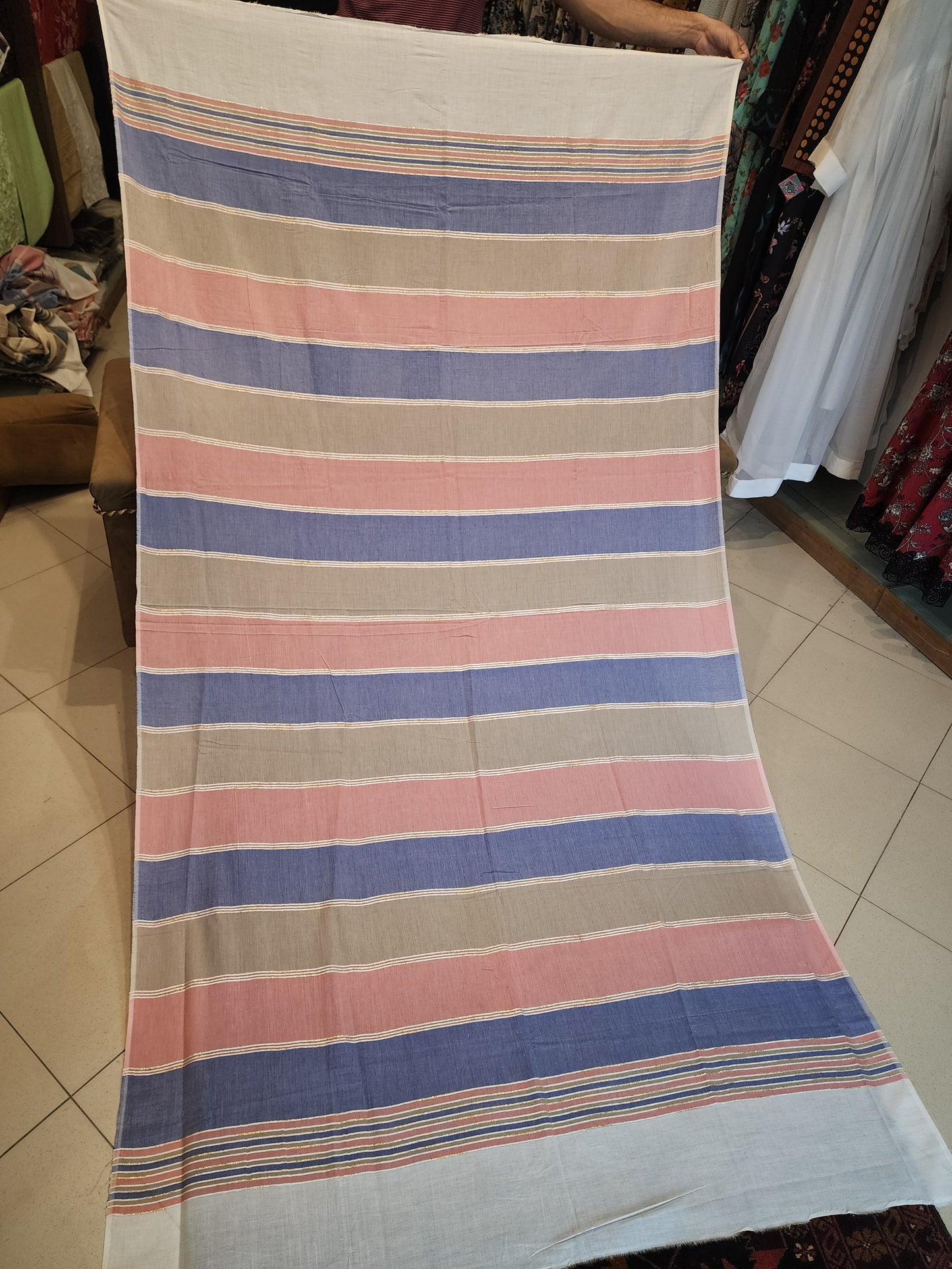 Pure Lawn Shawl in Lining Design