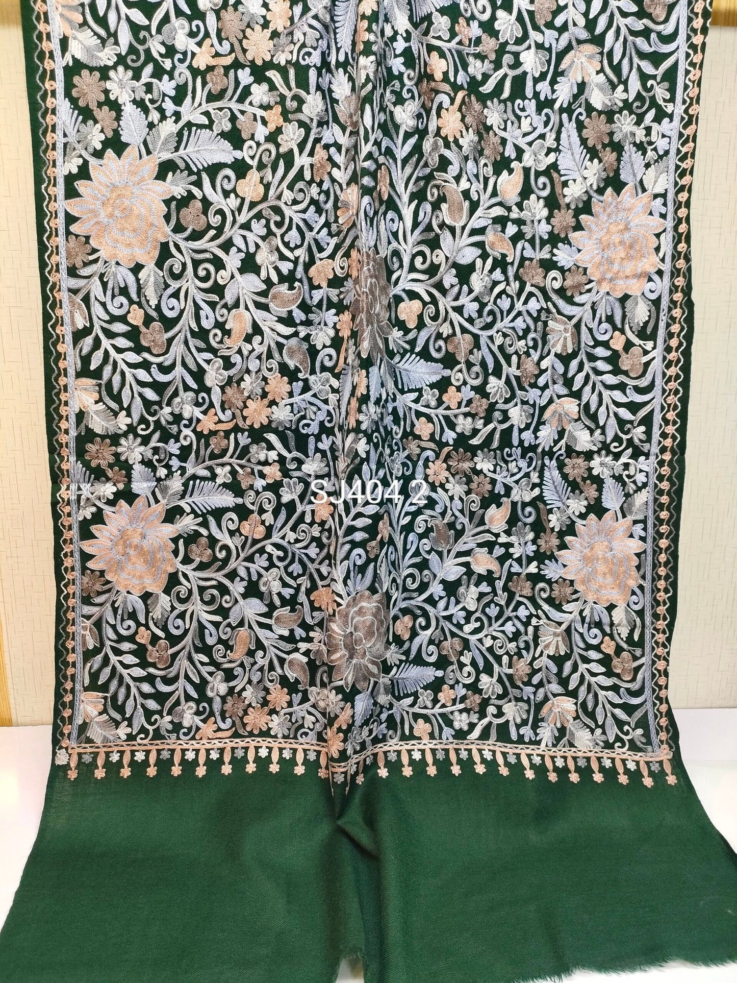 Pashmina Stole Full Embroidery Kashmiri Work in Sale Price perfect Gift 80x28 inches