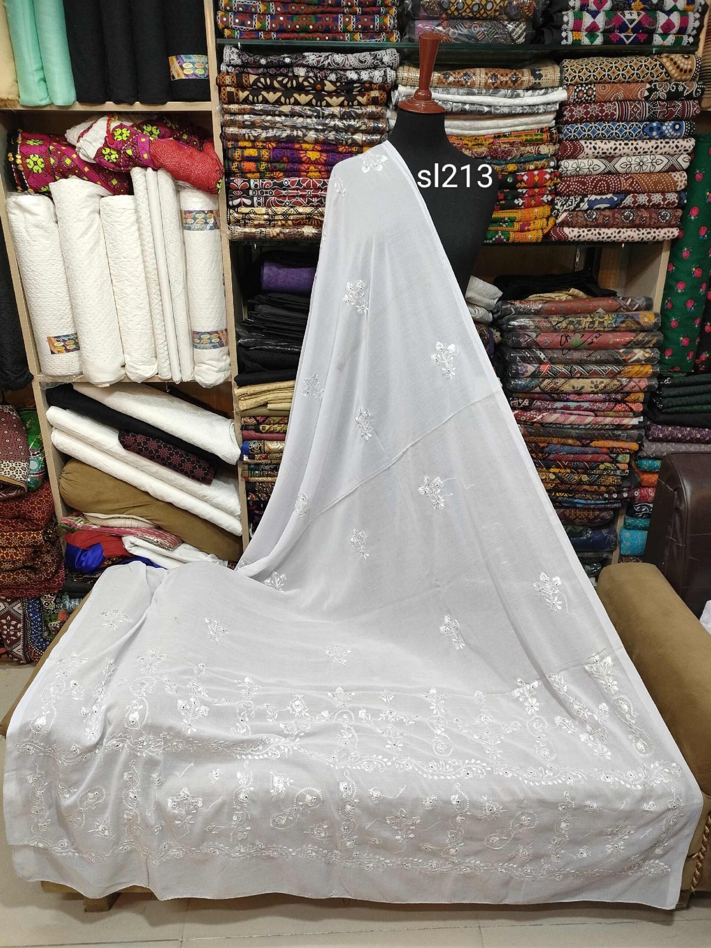 Swiss Lawn Hand Embroidered Shawl