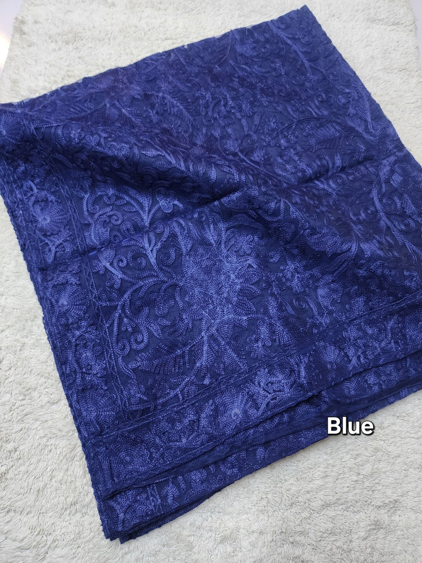Organza Gulabkar Embroidered Dupatta Soft and Beautiful Dupatta | Blue