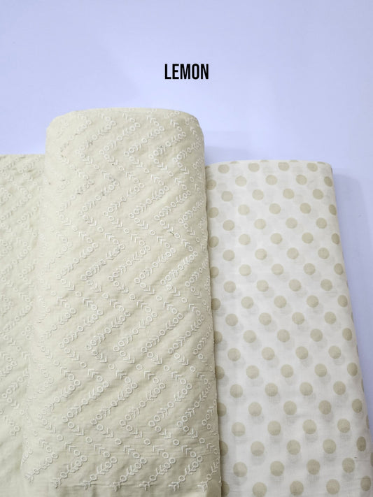 Chikankari Lawn 2 Piece Suit Lining Design | Lemon