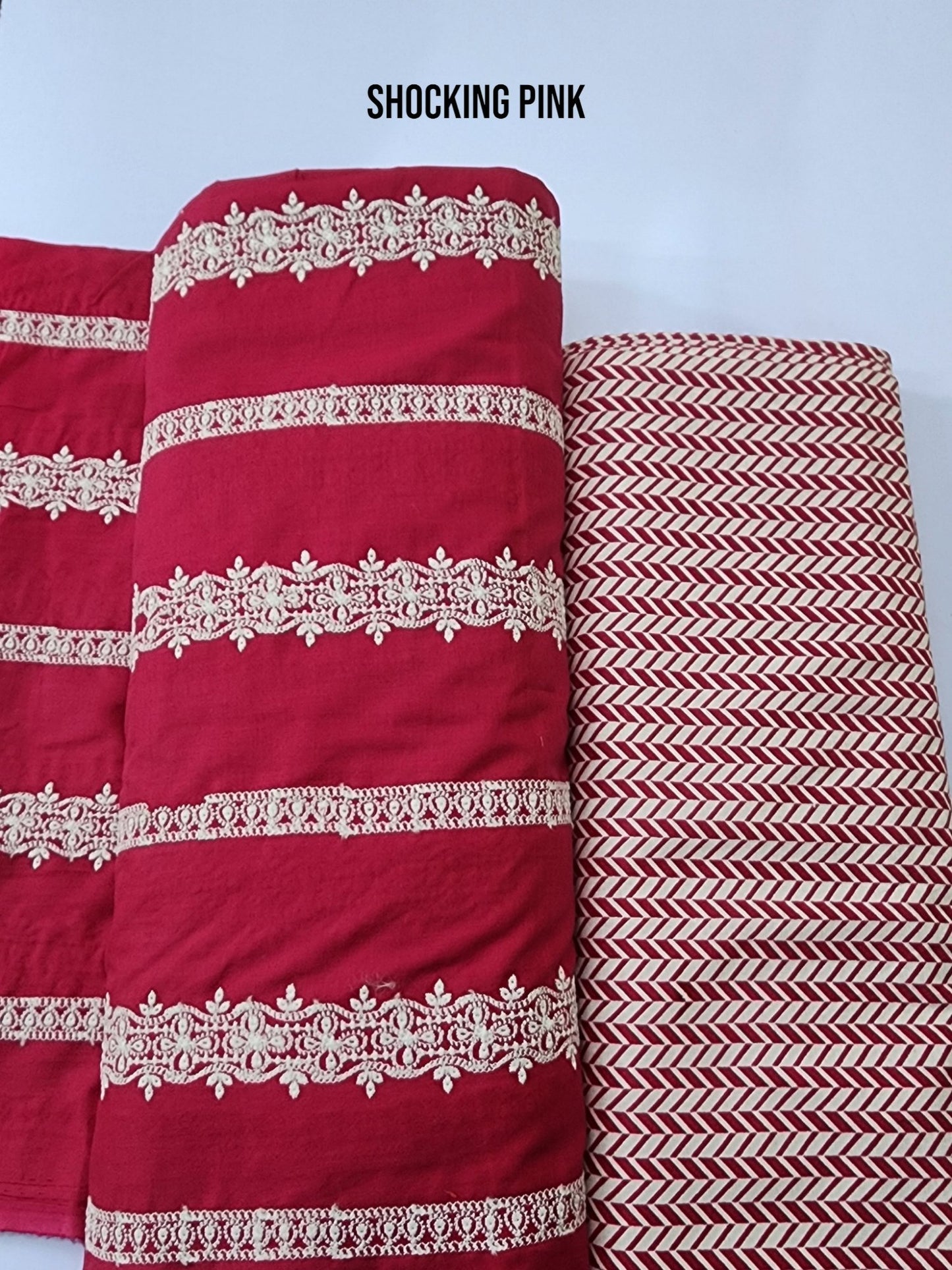 Chikankari Lawn 2 Piece Suit Lining Design | Shocking Pink