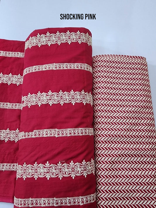 Chikankari Lawn 2 Piece Suit Lining Design | Shocking Pink