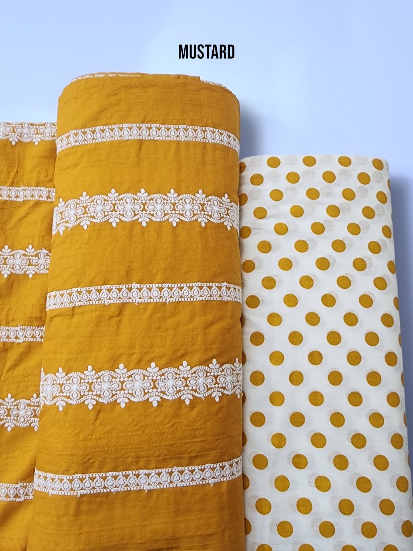 Chikankari Lawn 2 Piece Suit Lining Design Mustard