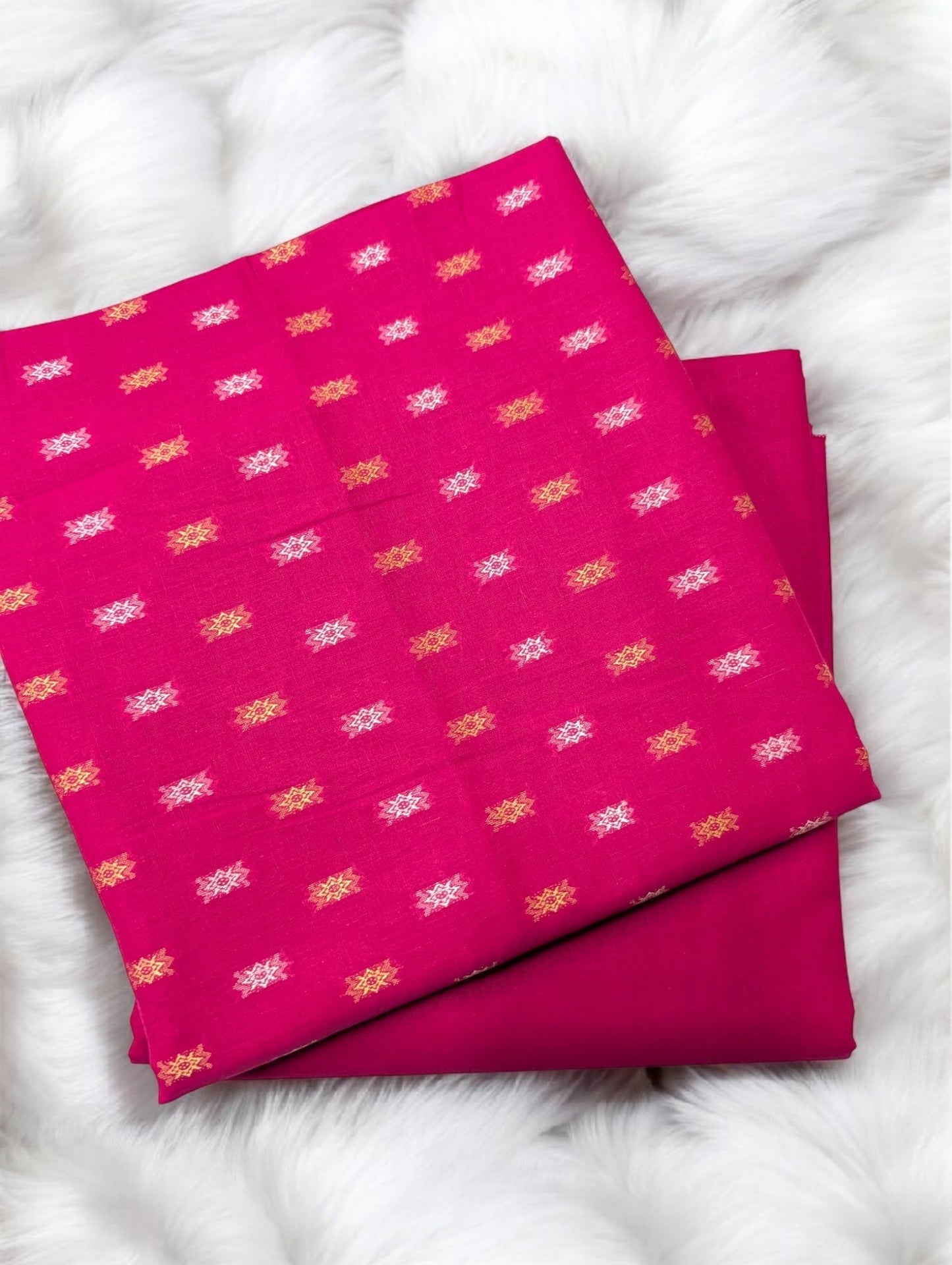 2 Piece Lawn Broshia Suit 6 Yards Suit Extra Material | Shocking Pink