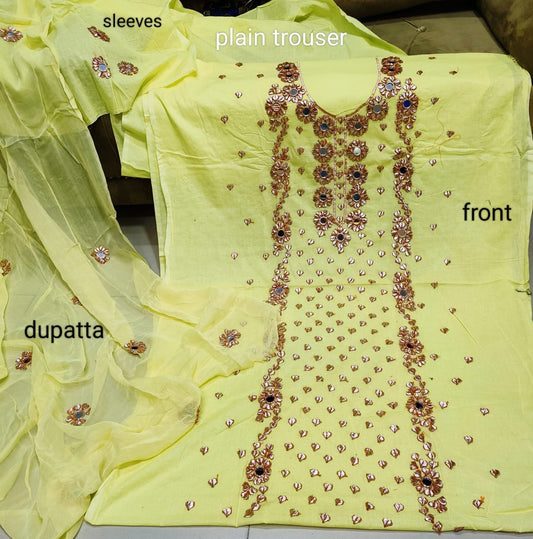 3 Piece lawn Gota Work Handmade Suit