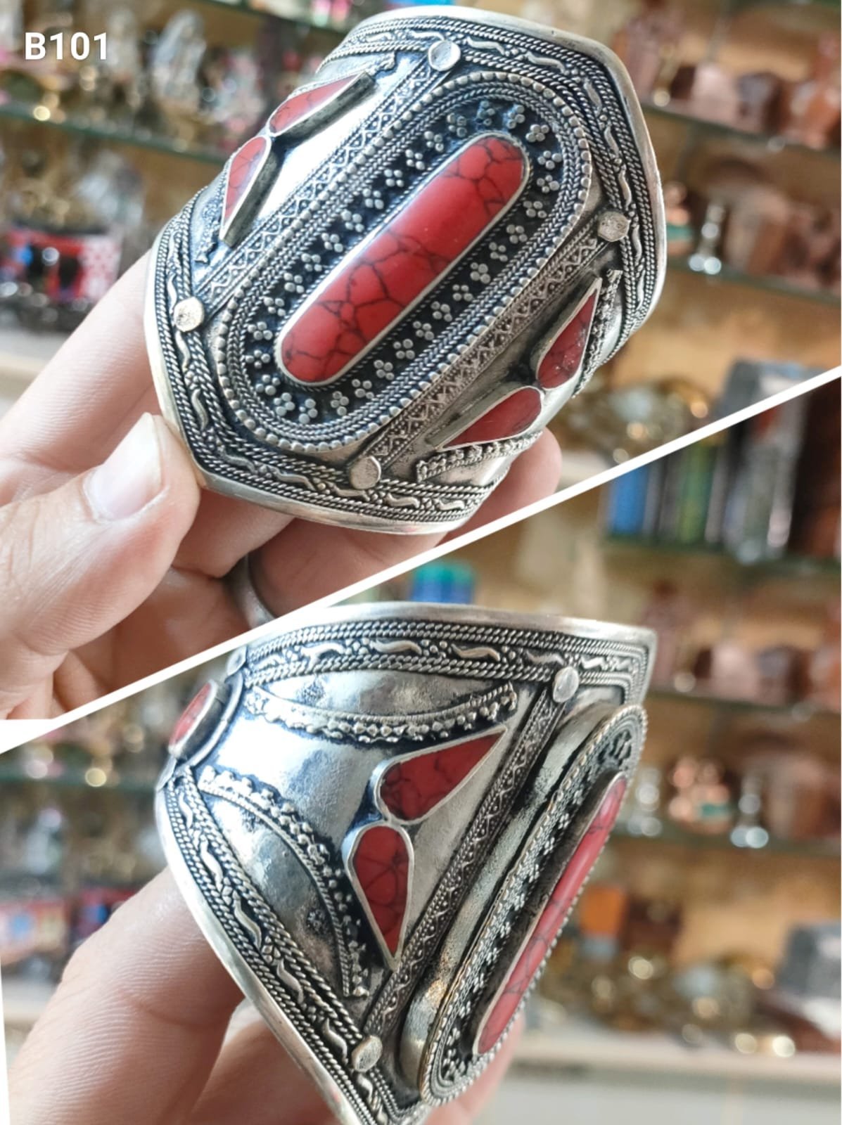 Ethnic Stonework Bracelet Cuff