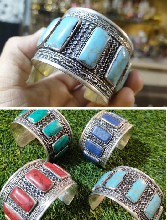 Ethnic Stonework Bracelet Cuff