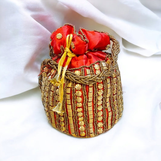 Silk Handmade Potli Bag | Red