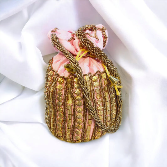 Silk Handmade Potli Bag | Pink