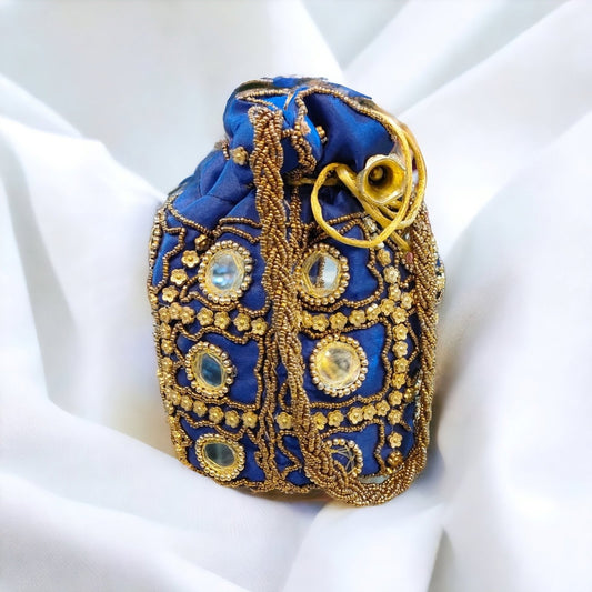 Silk Handmade Potli Bag | Blue