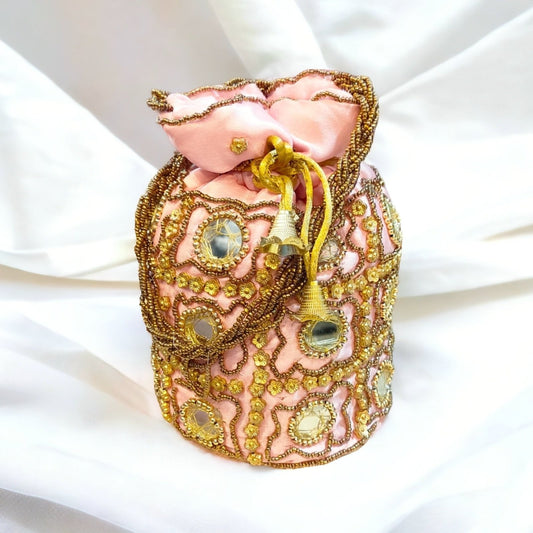 Silk Handmade Potli Bag | Pink