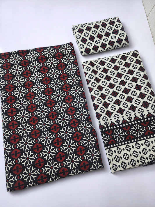 Ajrak Cotton 3 Piece Unstitched Suit 25% OFF