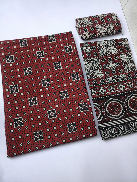 Ajrak Cotton 3 Piece Unstitched Suit 25% OFF