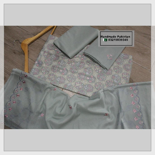 3 Piece Unstitched Suit - Pure Swiss Lawn