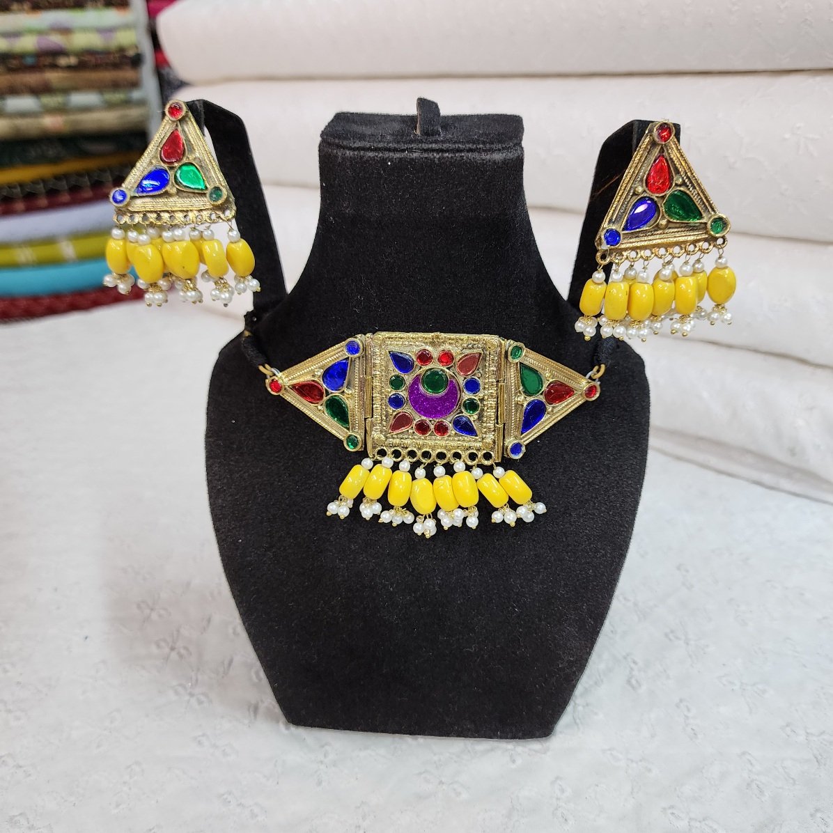 Afghani Jewelry Set Chokar and Earrings