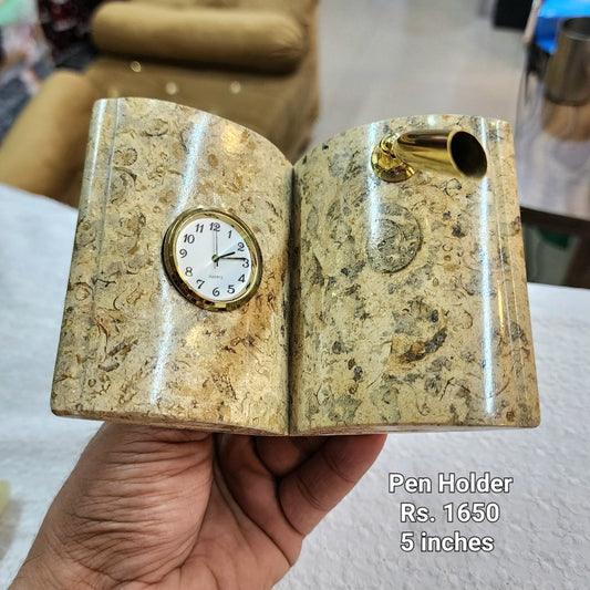 Onyx Marble Pen Holder Clock