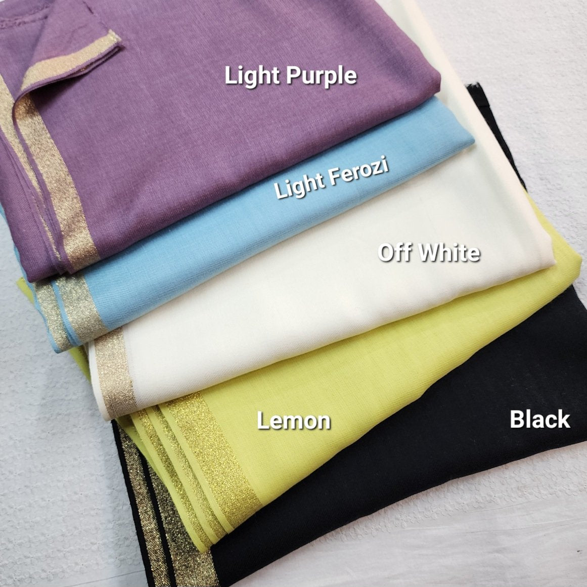 Light Ferozi Pashmina Zari Border Shawl