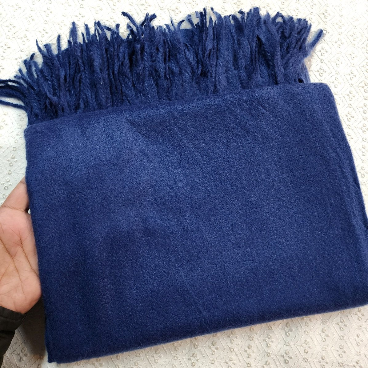 Cashmere Plain Pashmina Shawl | Navy Blue
