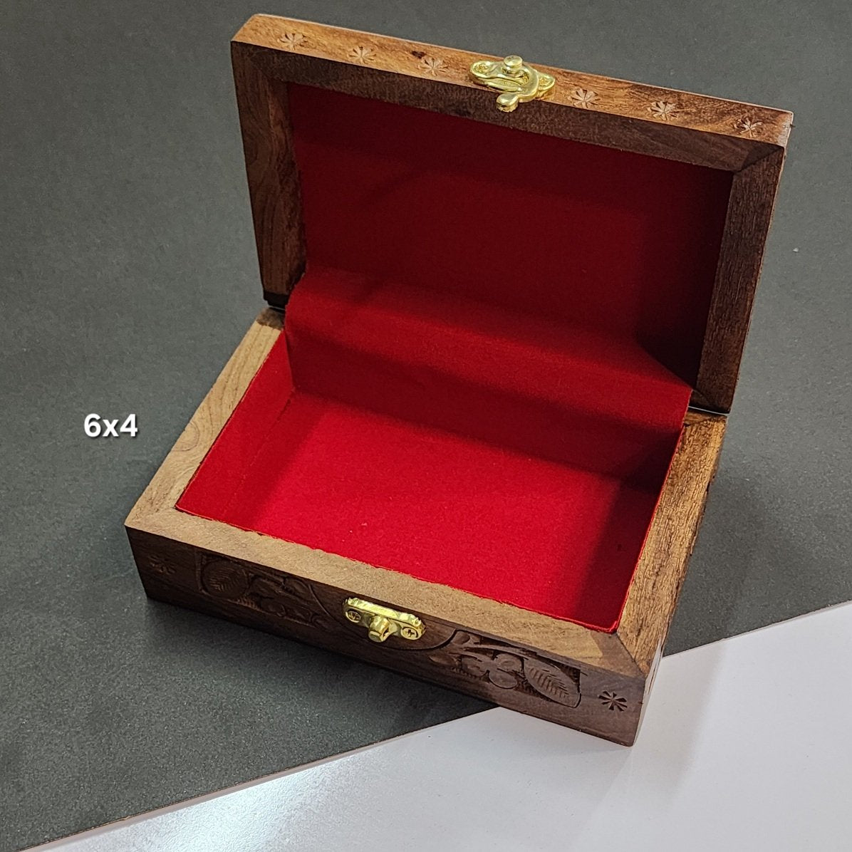 Wooden Carved Jewlery Box 9x6
