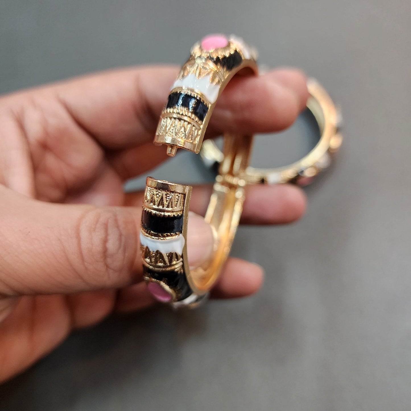 Pair Of Golden Metal Multi Karra Bangles