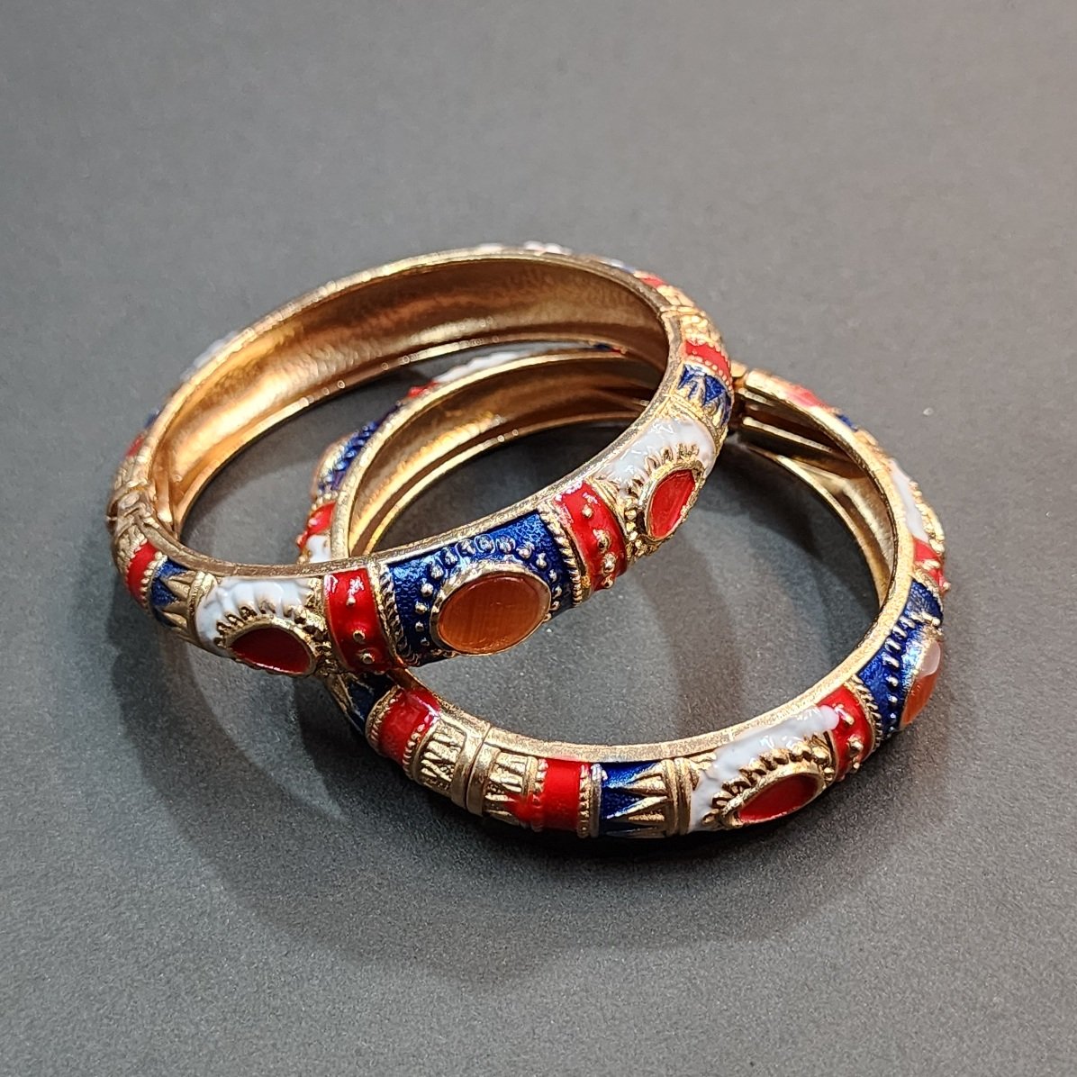 Pair Of Golden Metal Multi Karra Bangles