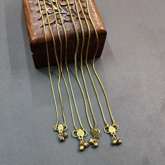 Thin Golden Anklets (Pair) Gilet Metal Oxidized
