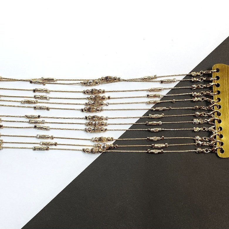 Thin Golden Anklets (Pair) Gilet Metal Oxidized
