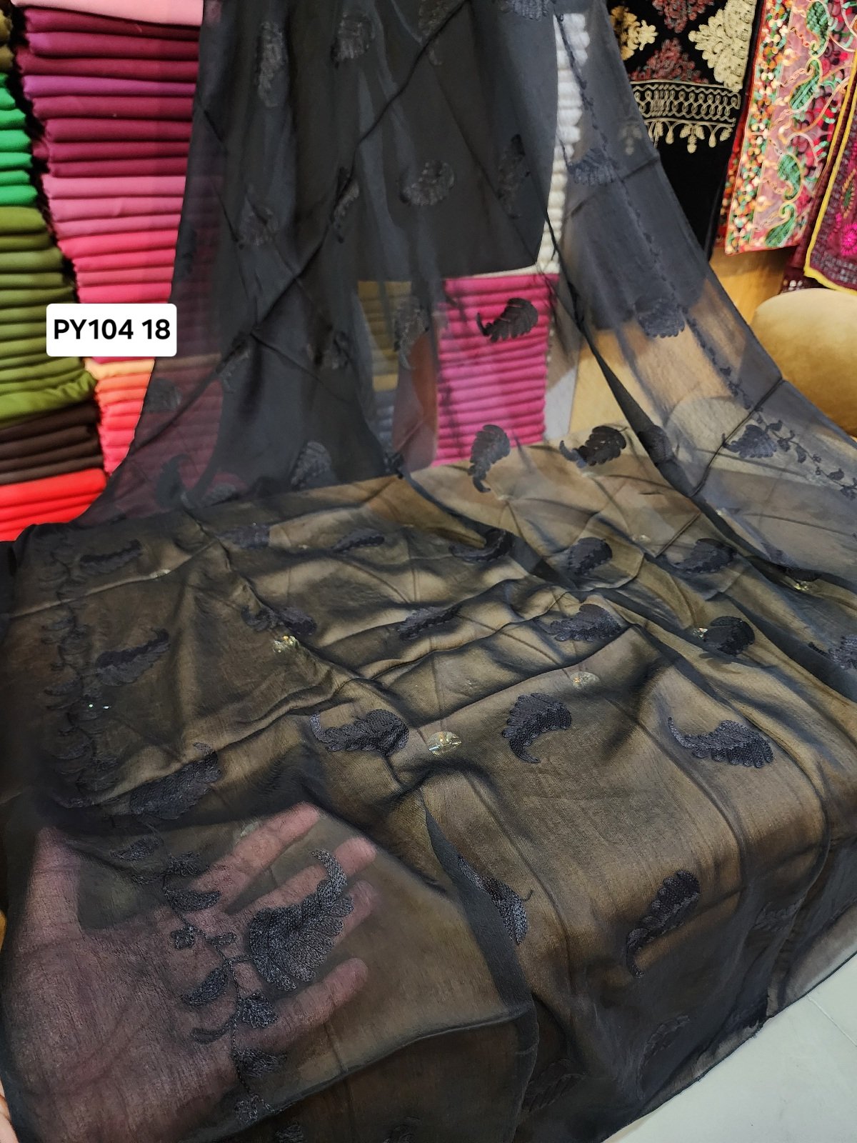 Crinkle Chiffon Embroidered Dupatta