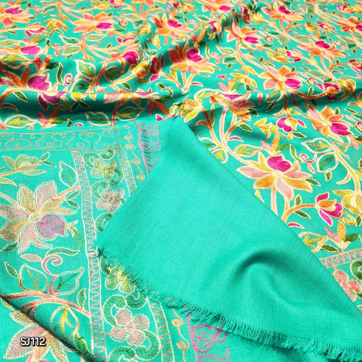 Gulabkar Pashmina Shawl Full Embroidered Kashmir Work Multi Embroidery Perfect Gift