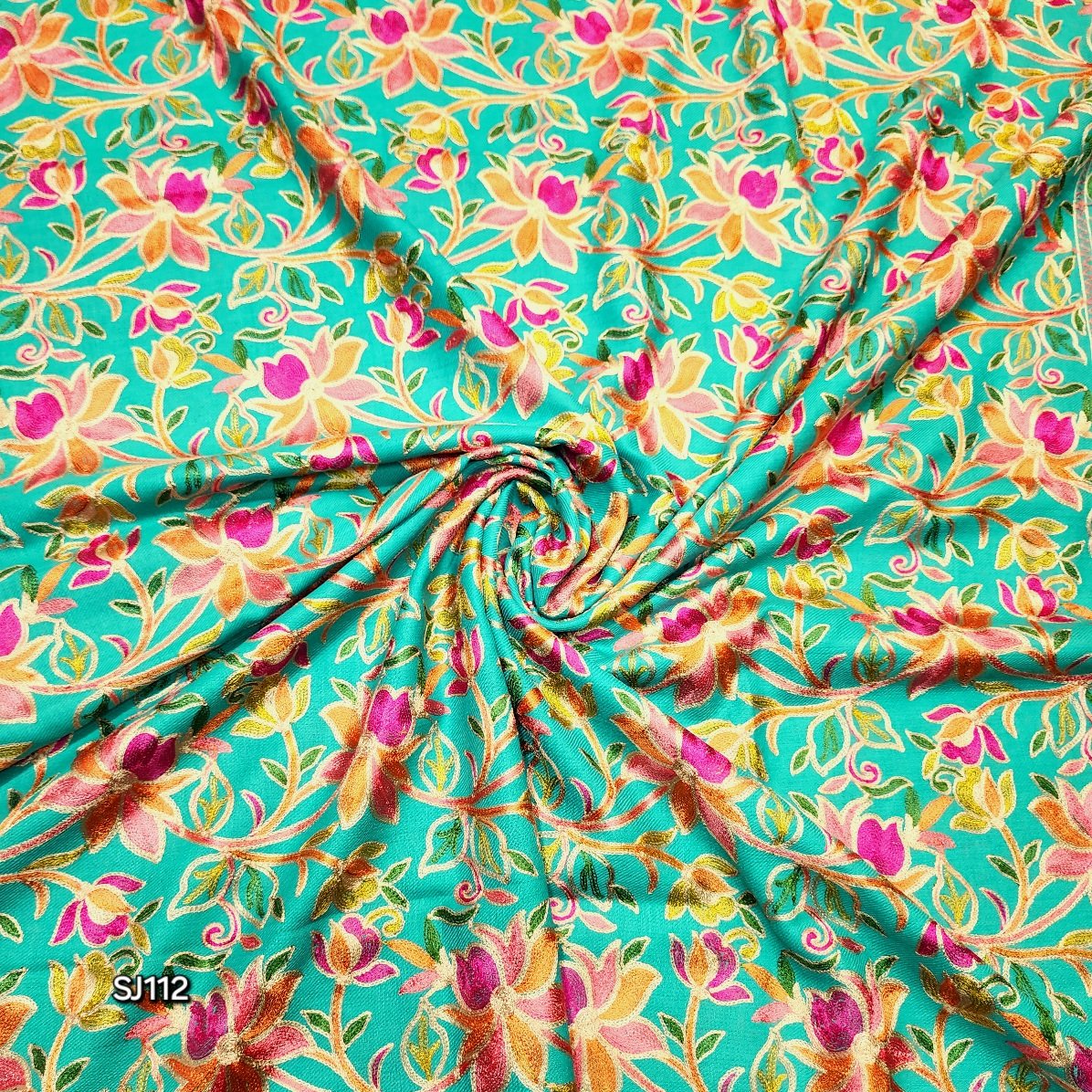 Gulabkar Pashmina Shawl Full Embroidered Kashmir Work Multi Embroidery Perfect Gift