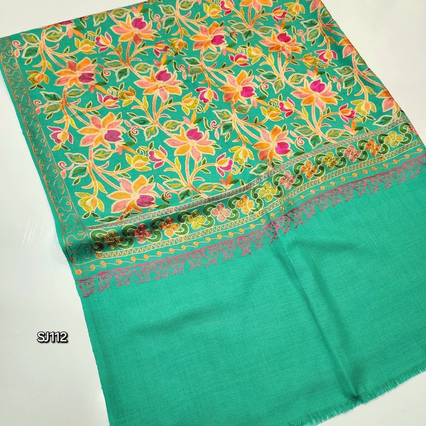 Gulabkar Pashmina Shawl Full Embroidered Kashmir Work Multi Embroidery Perfect Gift