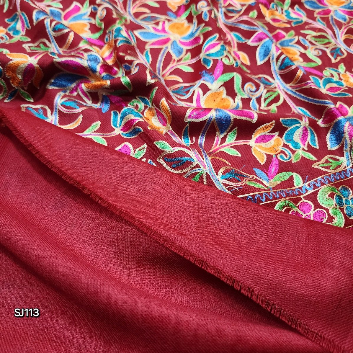 Gulabkar Pashmina Shawl Full Embroidered Kashmir Work Multi Embroidery Perfect Gift