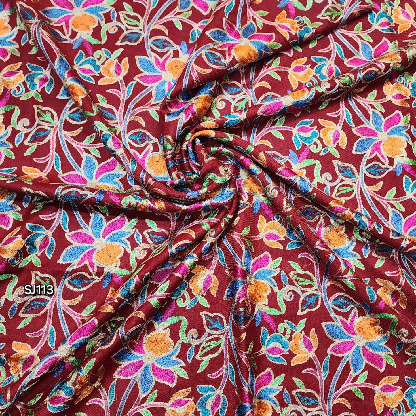 Gulabkar Pashmina Shawl Full Embroidered Kashmir Work Multi Embroidery Perfect Gift