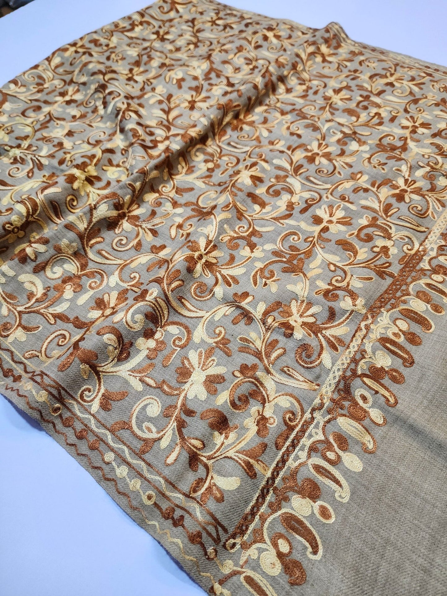 Pashmina Stole Full Embroidery Kashmiri Work in Sale Price perfect Gift 80x28 inches