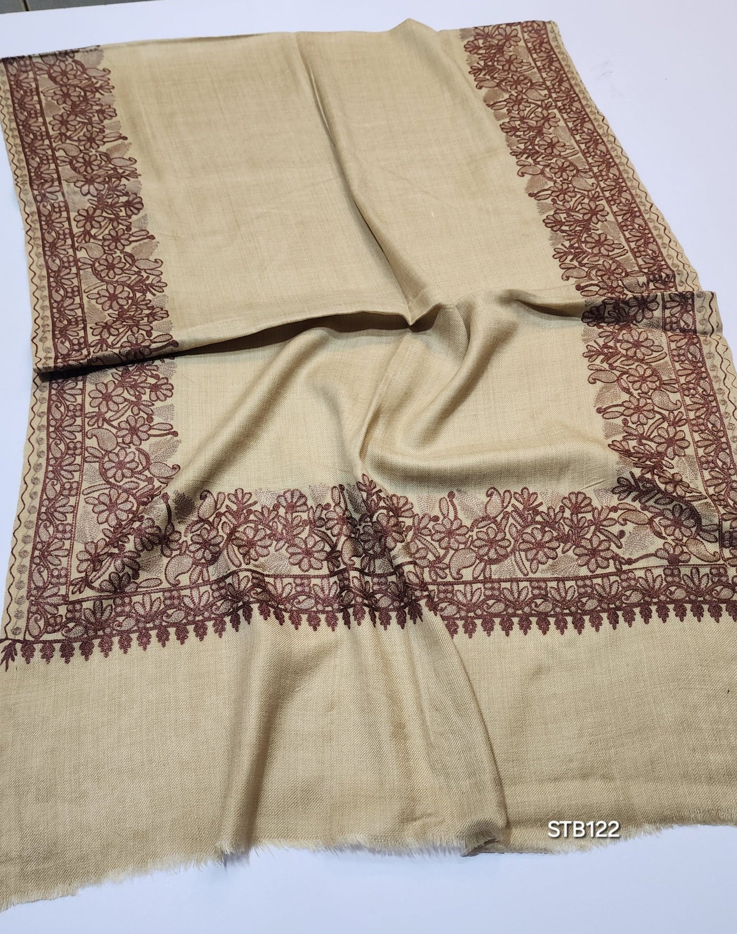 Pashmina Stole | Aari Border Embroidery 4 Side Border Perfect Gift