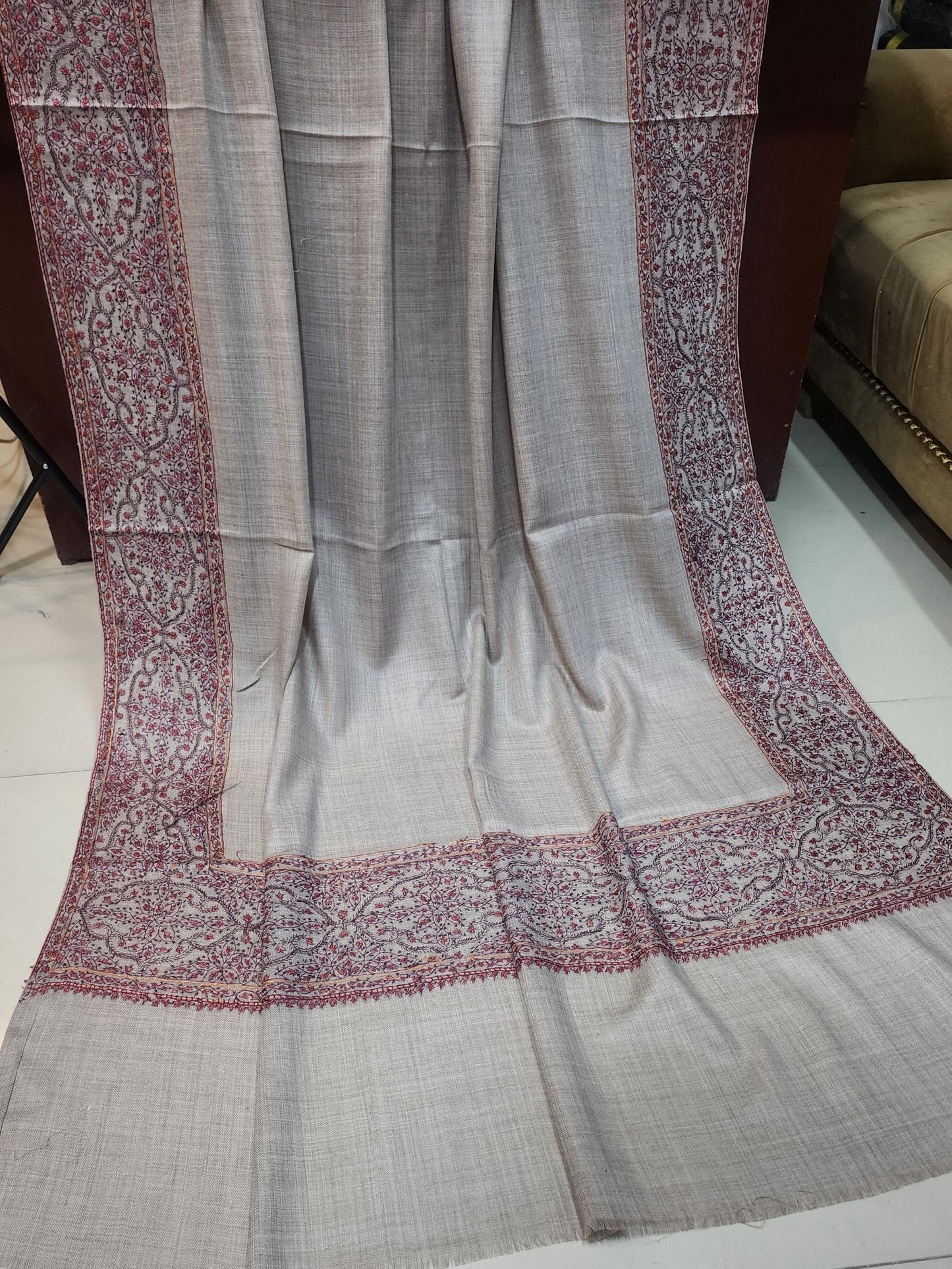 Handmade Pashmina Shawl | Made in Kashmir Kalandaur Border Perfect Gift and Rare Find