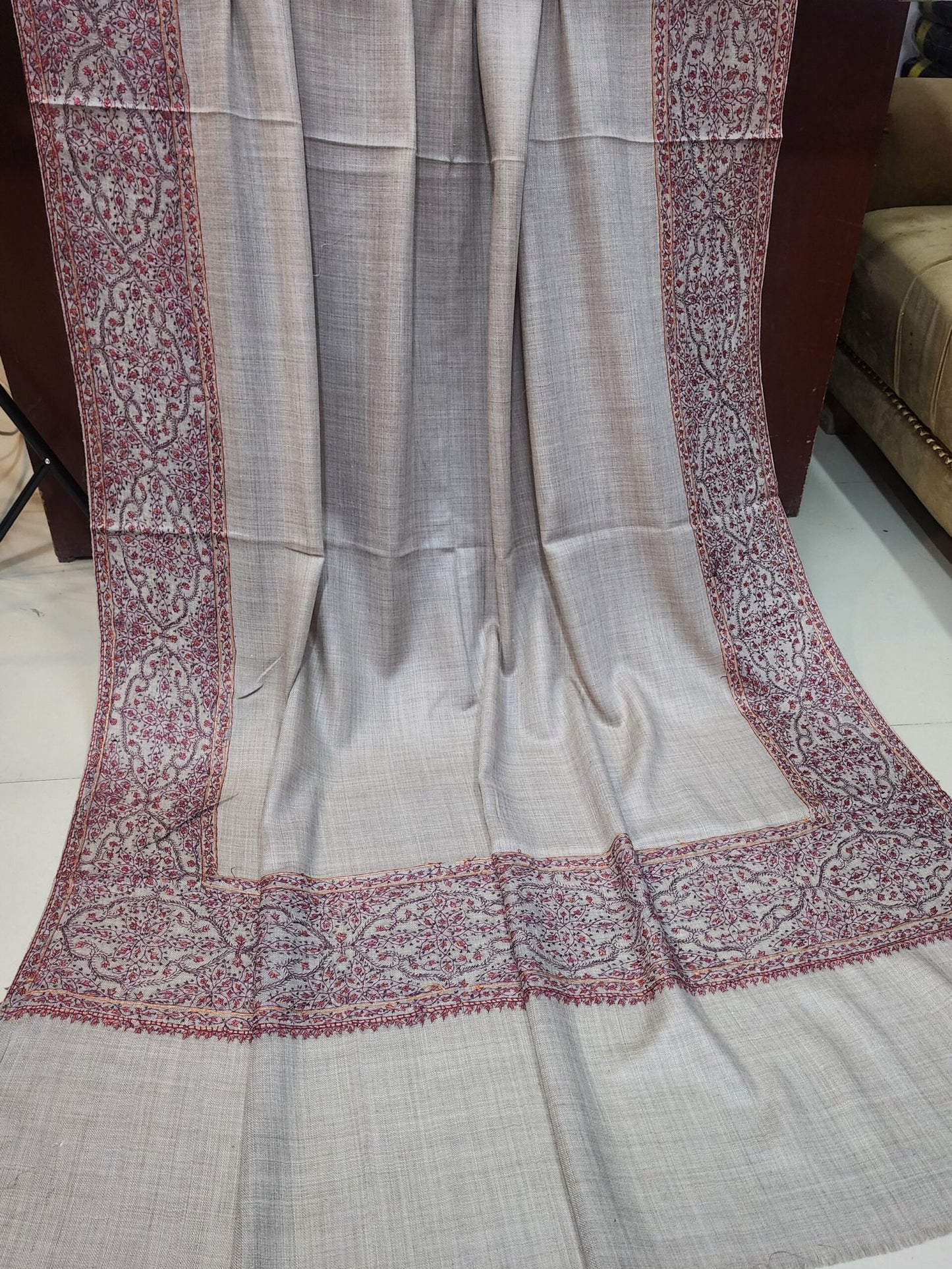 Handmade Pashmina Shawl | Made in Kashmir Kalandaur Border Perfect Gift and Rare Find