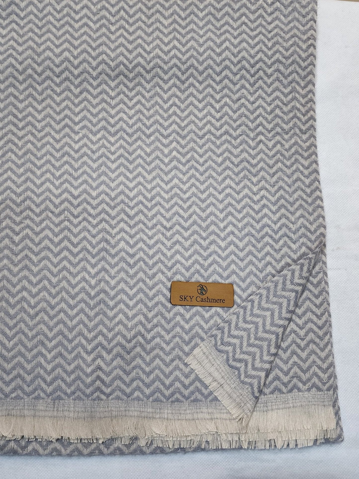 Plain Stole Zinzag Design Self Kani Sky Cashmere Stole Perfect Gift in Sale Price