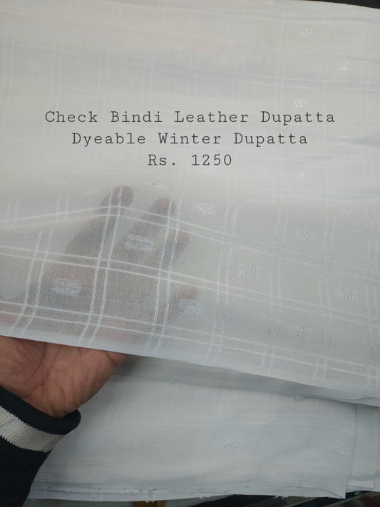 Leather Check Dupatta | Dyeable Winters Dupatta Perfect White Dupatta