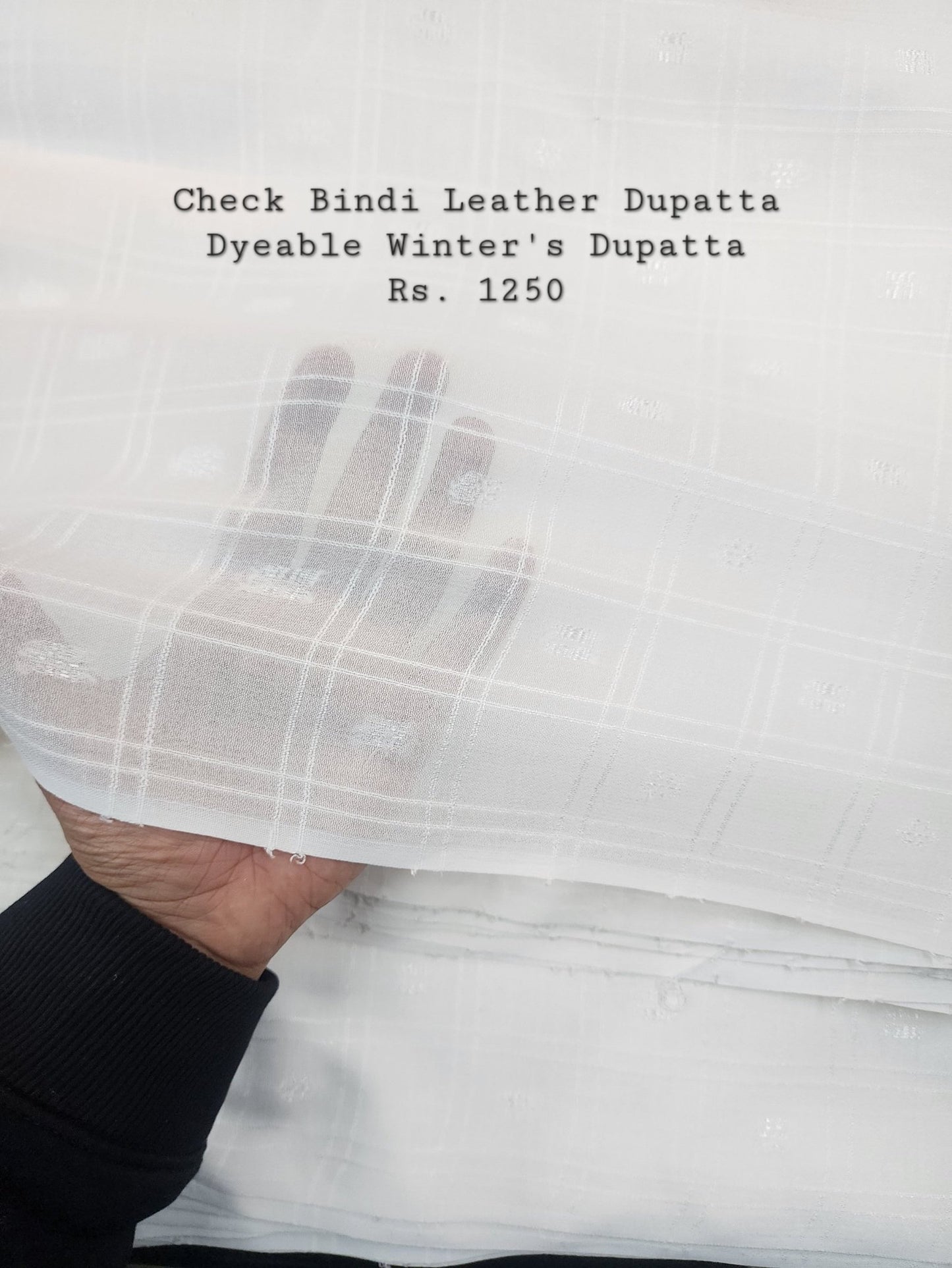 Check Bindi Leather Dupatta | Dyeable Winters Dupatta Perfect White Dupatta