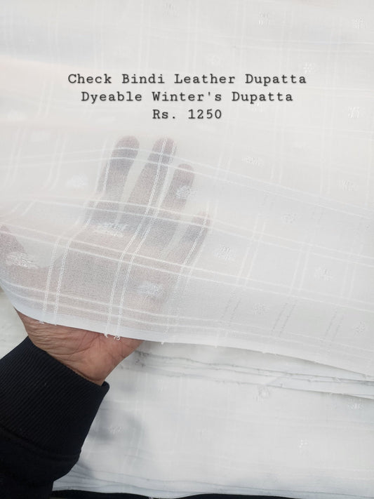 Check Bindi Leather Dupatta | Dyeable Winters Dupatta Perfect White Dupatta