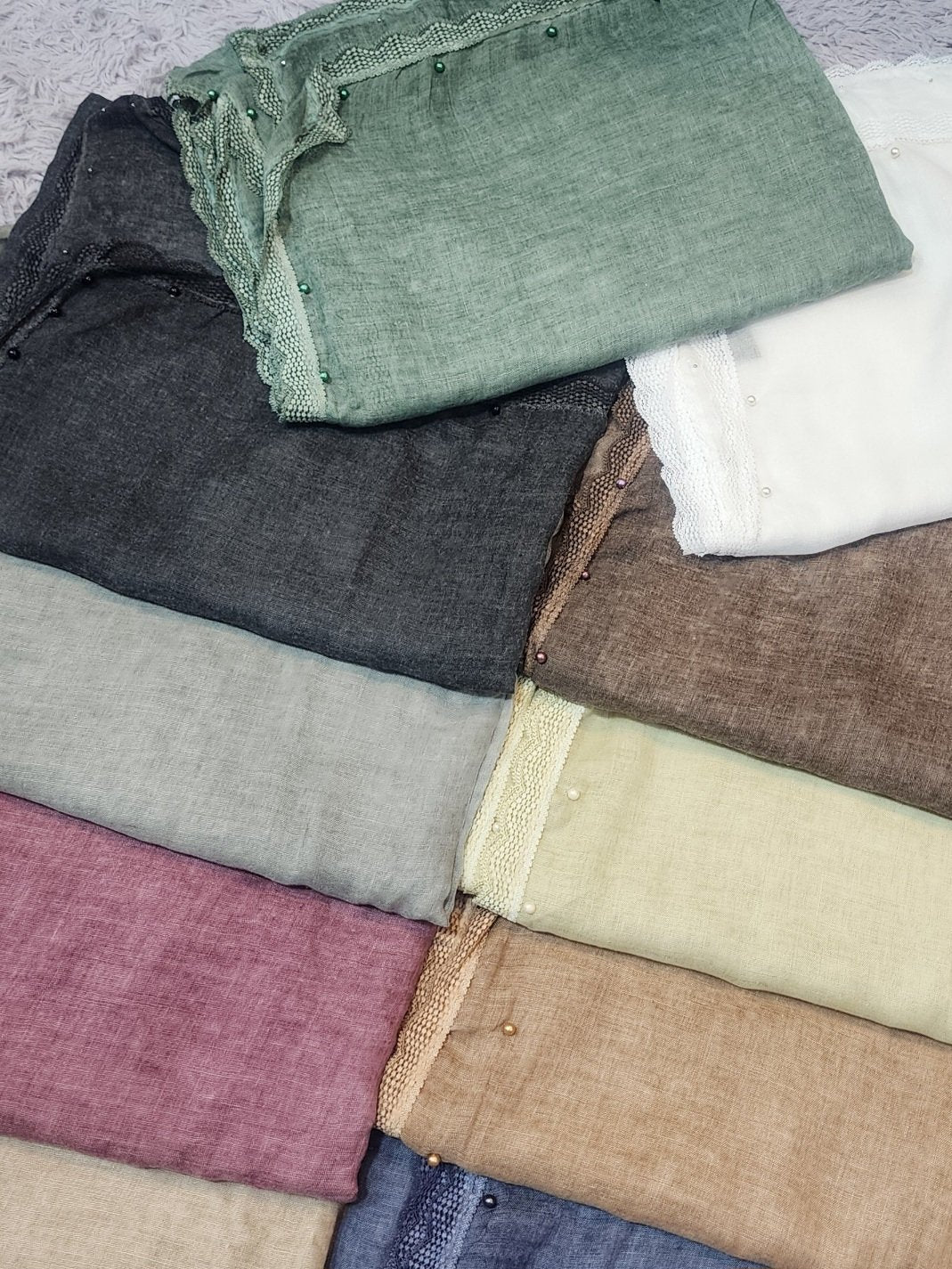 Lawn Shawl 4 Side Lace Border | Light Skin