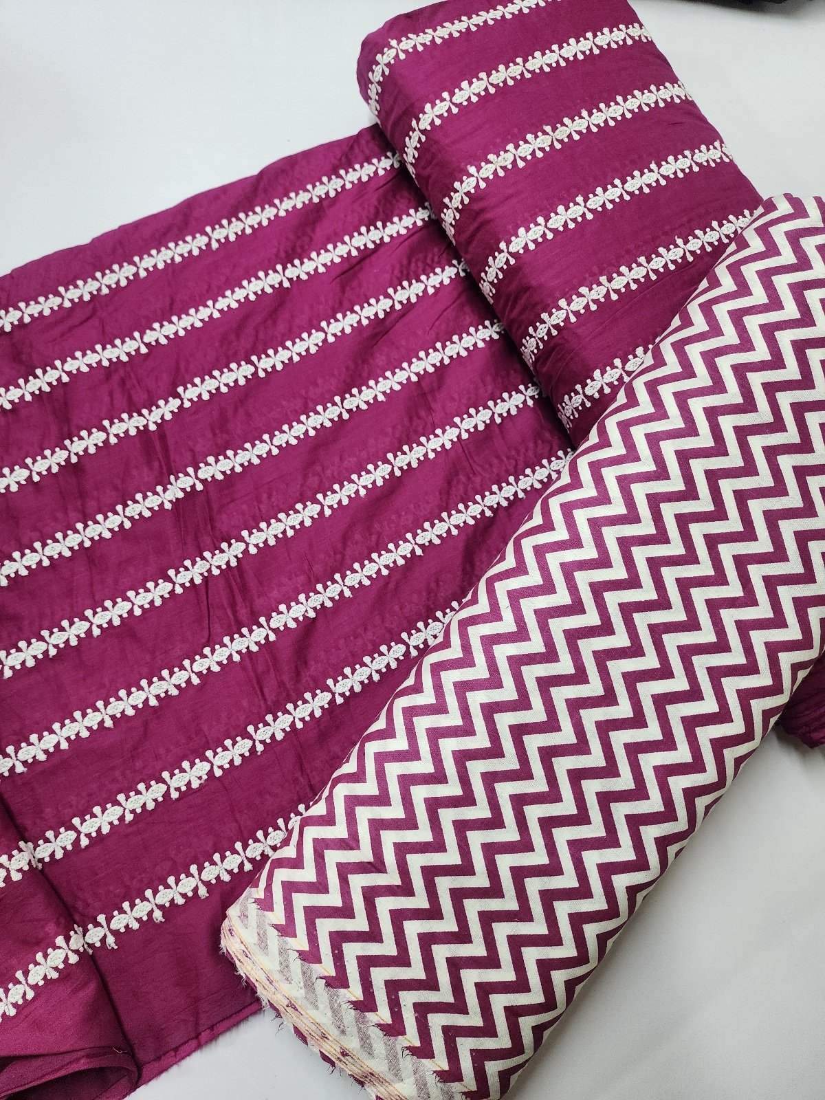 Chikankari Lawn 2 Piece Suit Lining Design | Magenta