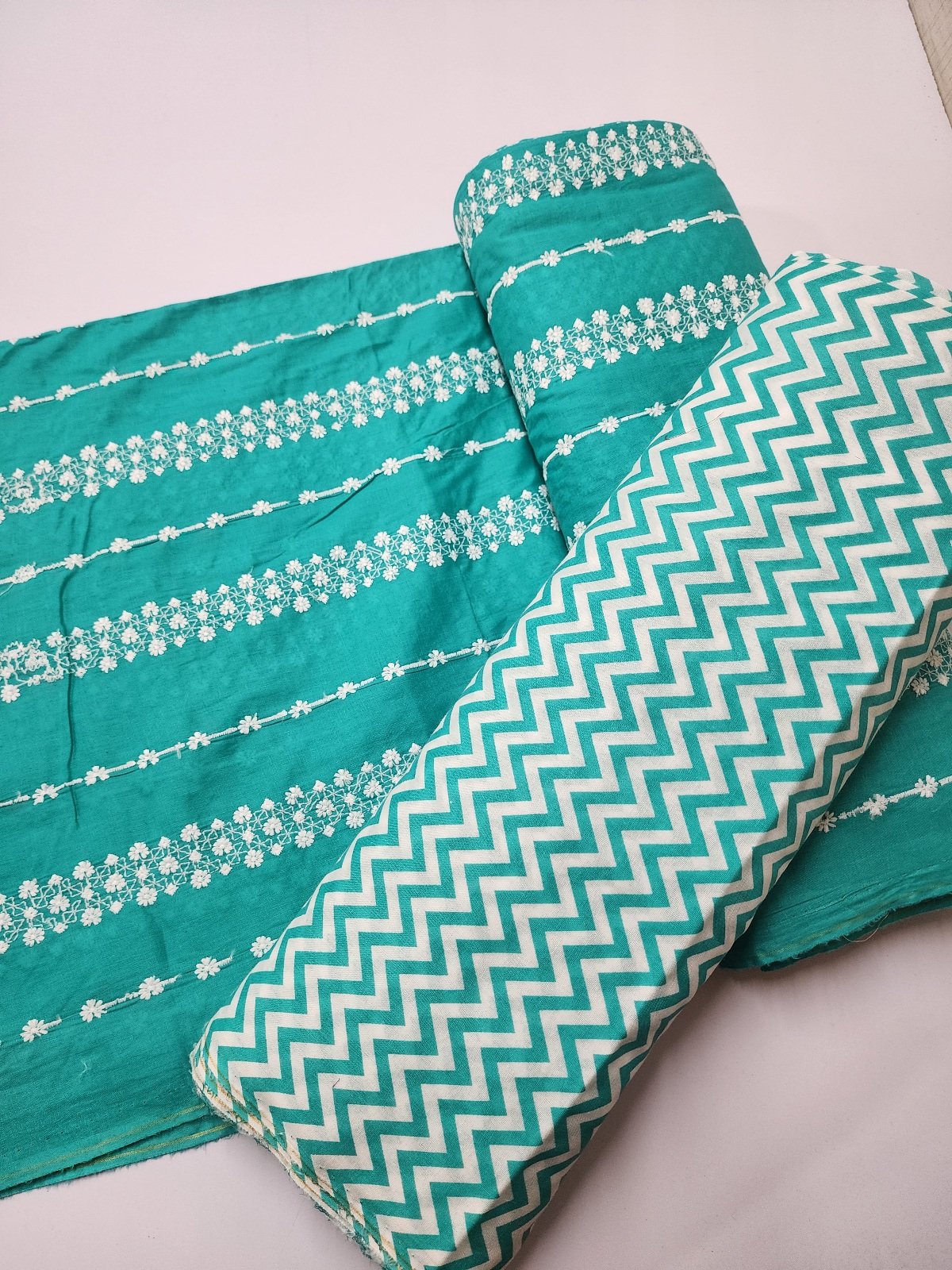Chikankari Lawn 2 Piece Suit Lining Design | Aqua