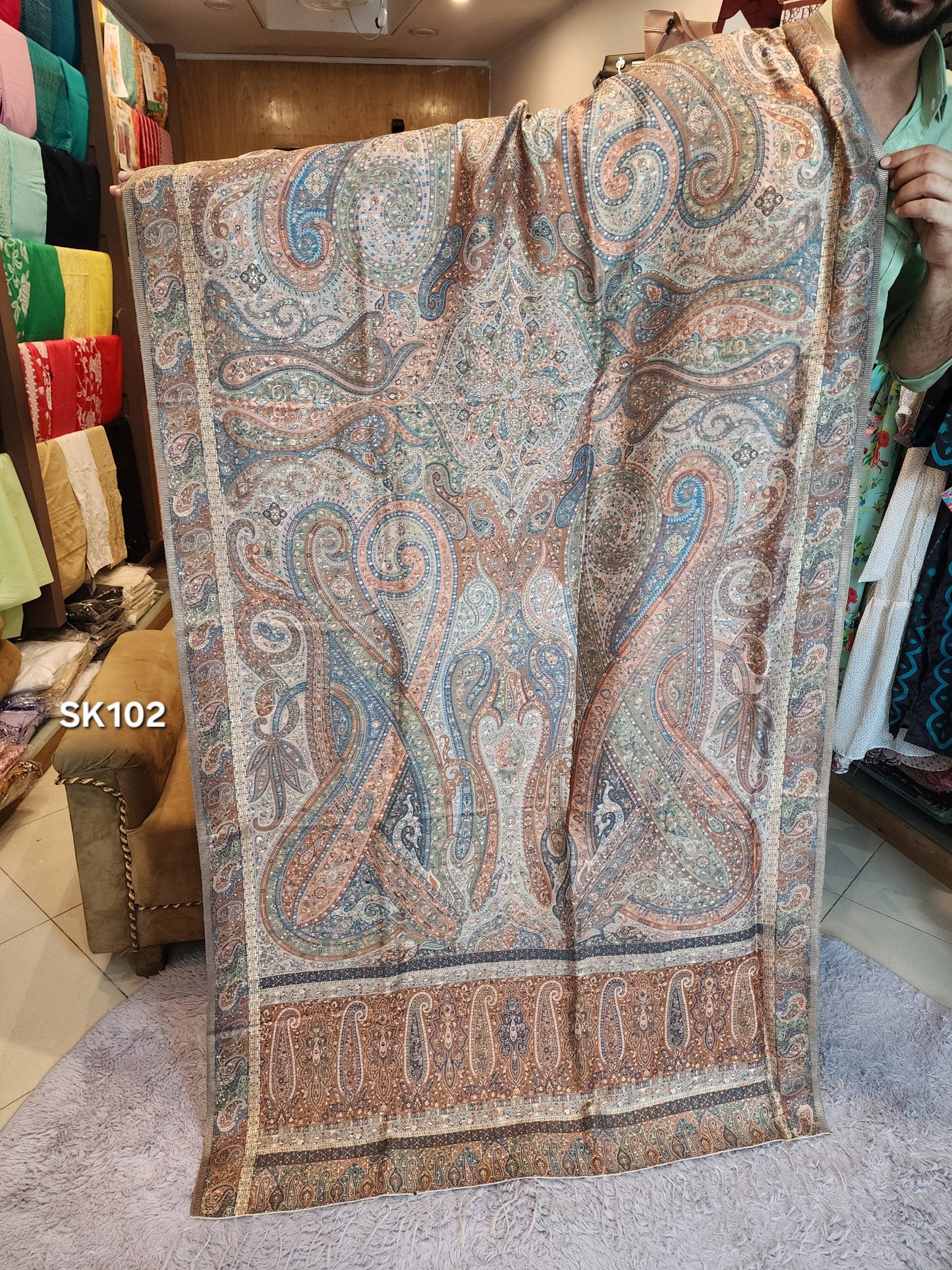 Luxury Kani Silk Shawl, Wedding Wrap Perfect Gift Made in Kashmir | SK102