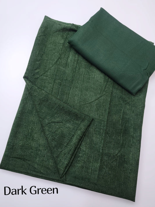 Marina Khaddi Made Velvet Lining Suit | 2 Piece 6 Yards Suit Perfect Gift | Dark Green