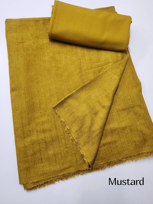 Marina Khaddi Made Velvet Lining Suit | 2 Piece 6 Yards Suit Perfect Gift | Mustard