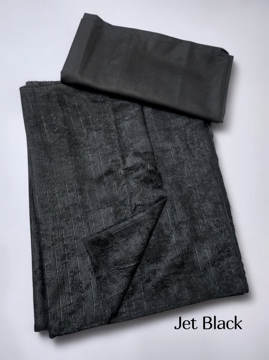 Marina Khaddi Made Velvet Lining Suit | 2 Piece 6 Yards Suit Perfect Gift | Black
